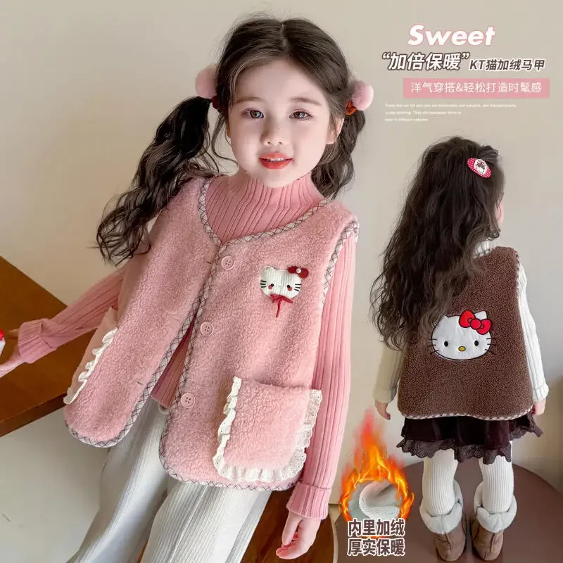

Child Cotton Clothes Girl Vest Coat Autumn Winter New Wear Outside Cardigan Cartoon Anime Figure Kawaii Children's Clothing