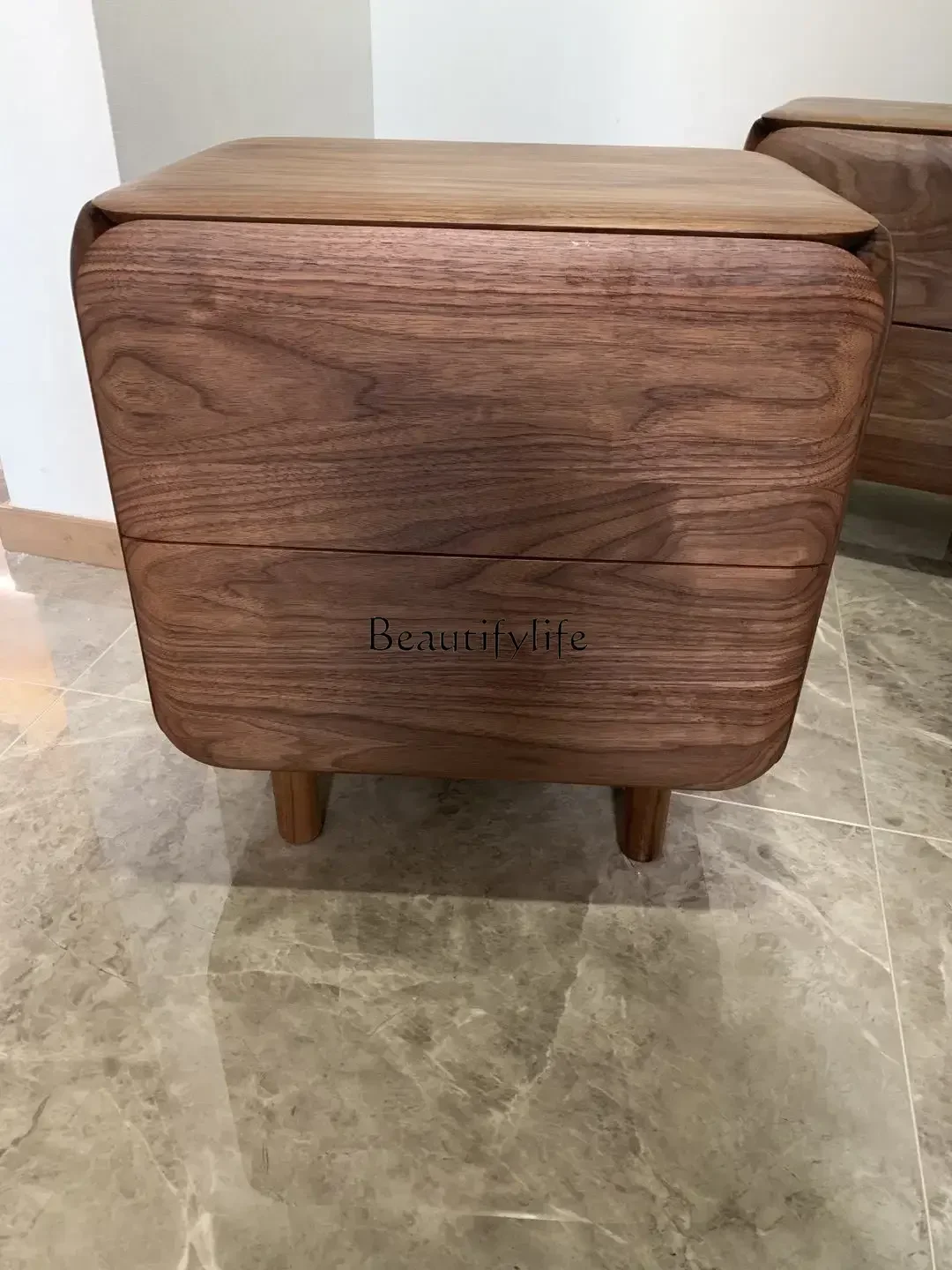 

Black Walnut Myanmar Teak Full Main Material Bailong Rebound Rail Bedside Table