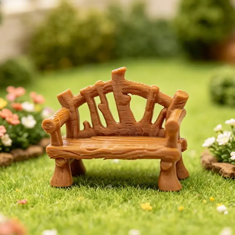 Miniature Fairy Dream Wooden Bench Dollhouse Decor Supply Non-Toxic Natural Wood Photo Prop for DIY Diorama Craft Projects