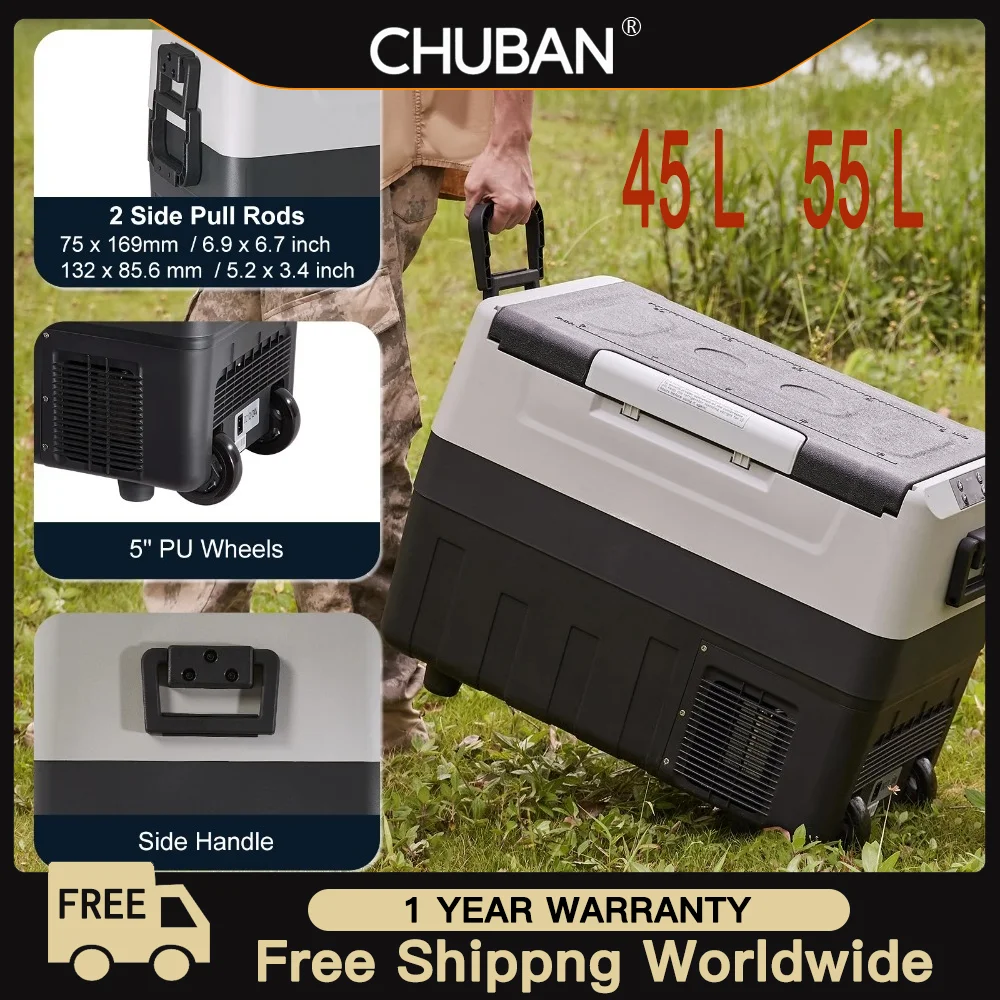 Portable Car Refrigerator - 35L, 45L, 55L Mini Fridge Freezer with Compressor Cooler, Perfect for Camping and Travel Expeditions