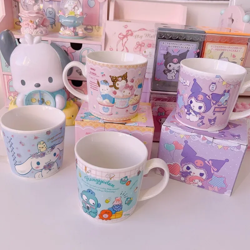 

Sanrio Kawaii Kuromi Ceramic Mug Cup Cinnamoroll Hanyodon Anime Cartoon Cute Exquisite Sturdy Household Handle Coffee Milk Cup