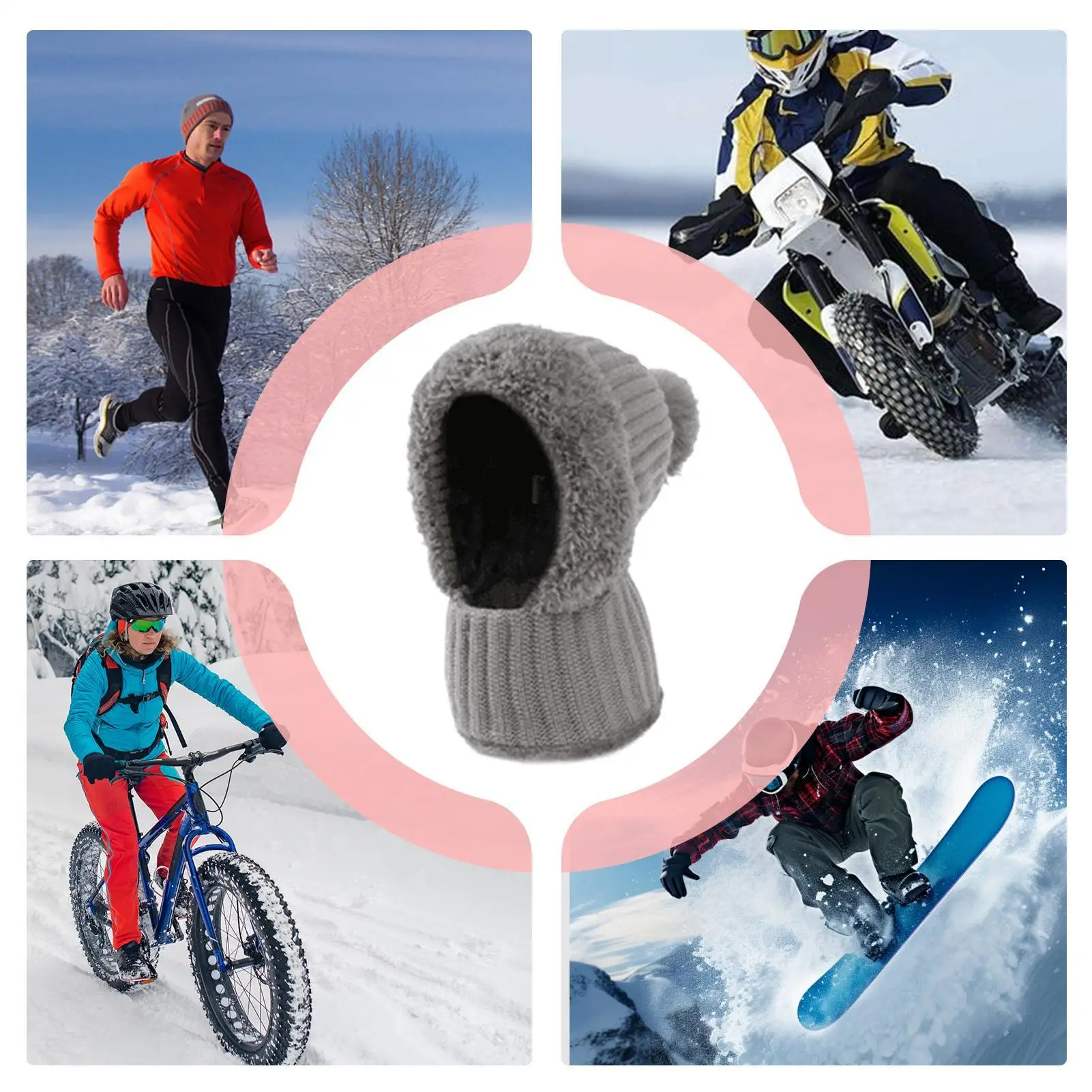 Women's Beanie Windproof Beanie With Neck Gaiter Fleece Lining Knit Warm Hat With Ear Flaps For Cold Weather Autumn Hiking