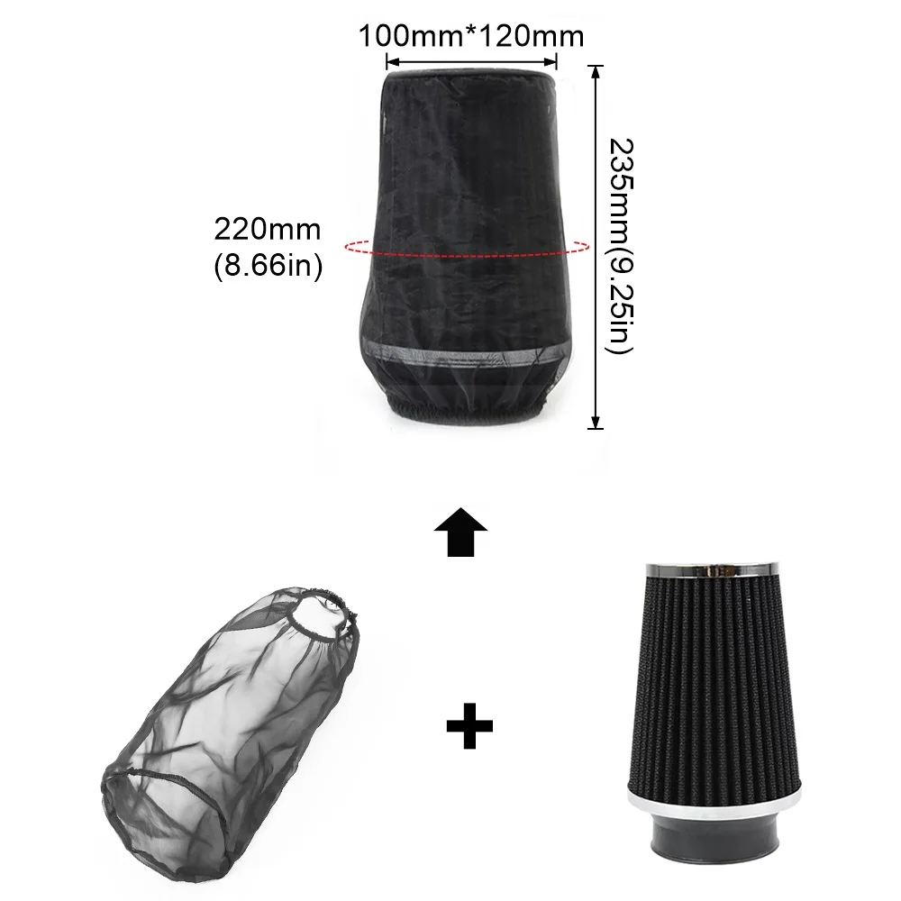 Hot Sell Air Filter Protective Cover Waterproof OilProof  Dustproof Air Intake Filter For Cylindrical High-flow Black Air Filter
