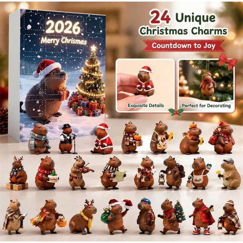 Acryl-Anhänger Weihnachtsbaumschmuck Weihnachtsdekoration Geschenk Capybara Weihnachts-Adventskalender 24-Tage-Countdown-Kalender 2D – Detail 3