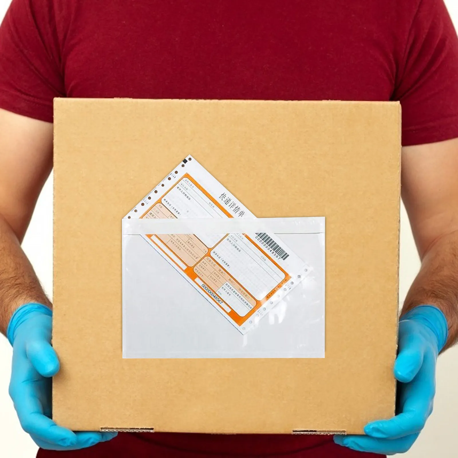 50Pcs Sturdy Transparent Pe Self-Adhesive Packing Checklist Bag for Receipt Protection Window Type Invoice