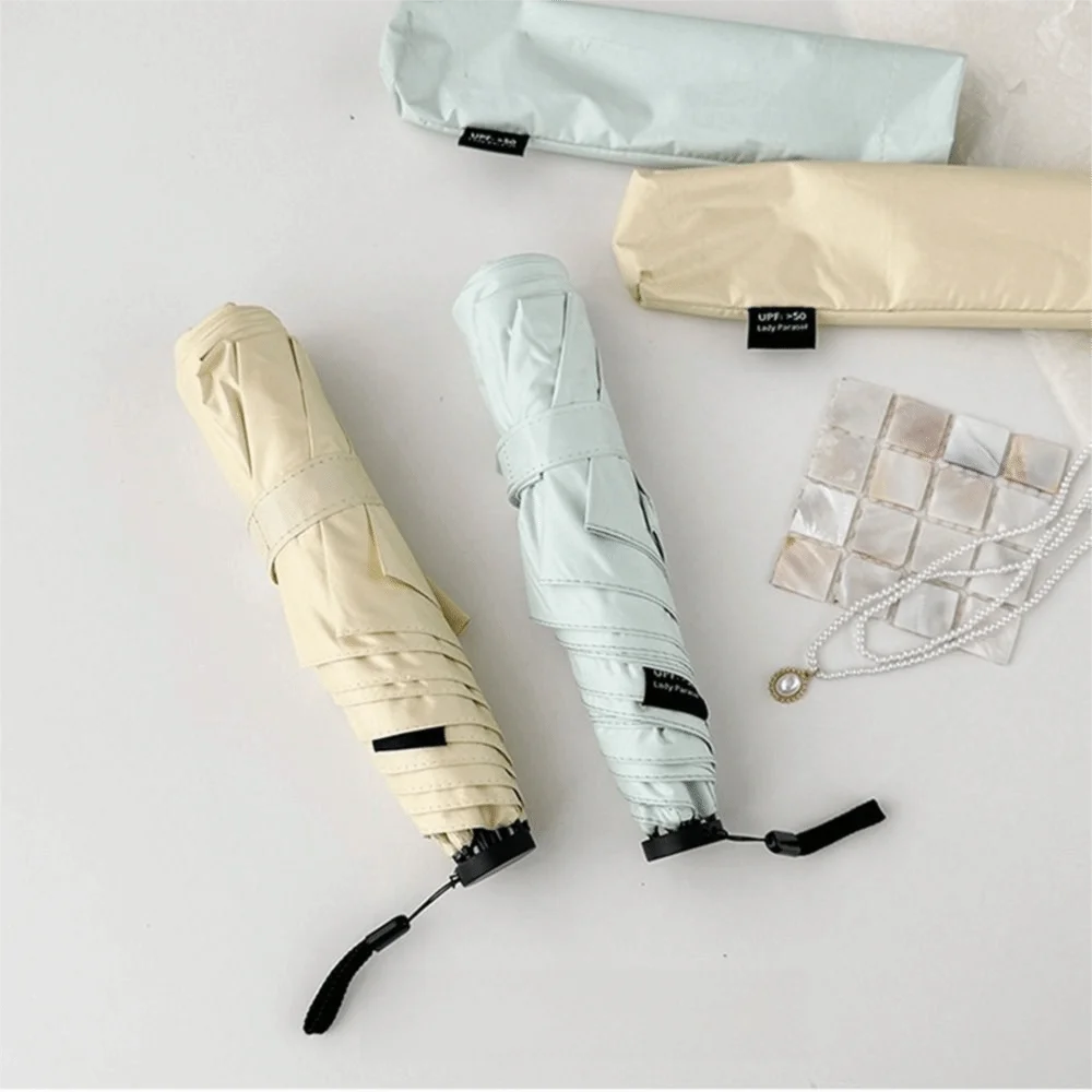 UV Protection Ultra-Light Umbrella Compact Folding 6-Rib Sunshade Umbrella Manual Dual Use Pocket Rain Umbrella Daily Carry