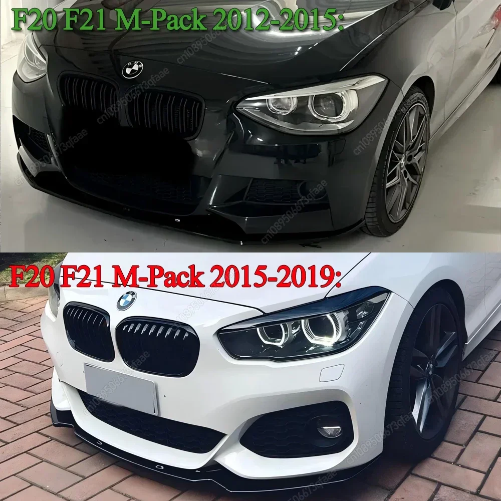 3PCS For BMW F20 F21 M-Sport Maxton Style Front Bumper Lip Splitter Spoiler 1 Series 118i 120i 120d M135i M140i M-Pack 2012-2019