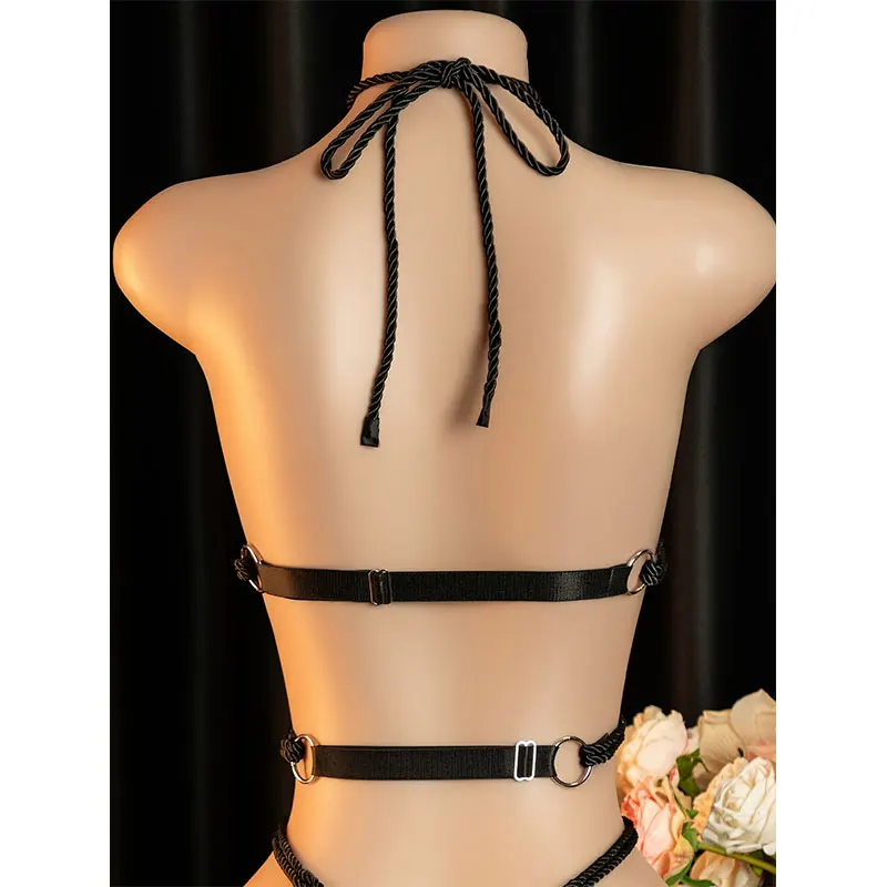 Hot Toys For Night Rope Tied Sex Products Crotchless Lingerie Sexy Body Kit Woman Bundle Bodysuit With Open Bra Full Transparent view 5