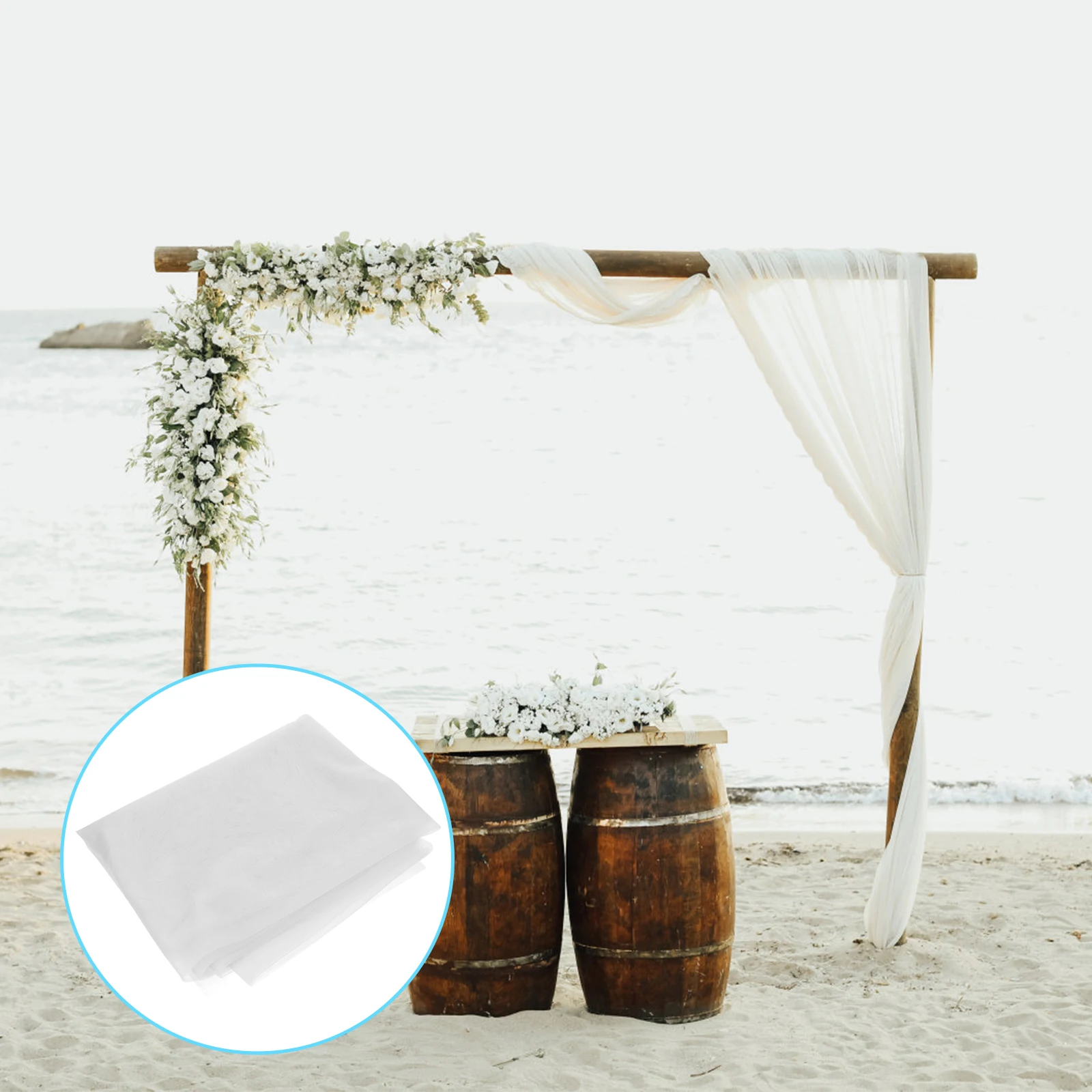 

Sheer Curtains Photography Backdrop White Tulle Drapes Baby Shower Decor Wedding Banquet Background Reusable Easy Install Net