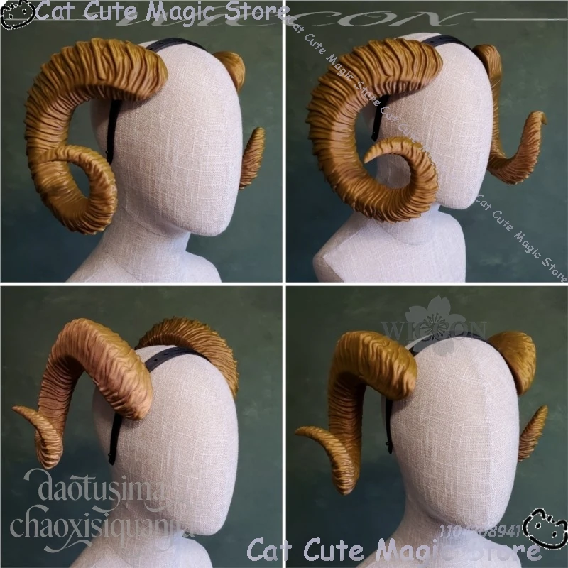 Game BG3 Furry Animal Furrsuit Cosplay Ram Horns 3D Polylactic Headwear Accessories Headband Halloween Woman Man Party Outfit - view 6