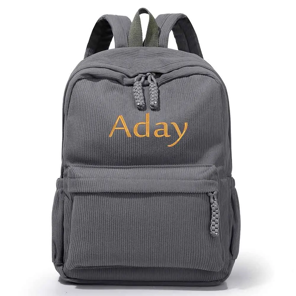 

Персонализированный вельветовый детский рюкзак с вышивкой, школьный рюкзак с именем, сумка с индивидуальным именем, сумка через плечо для колледжа