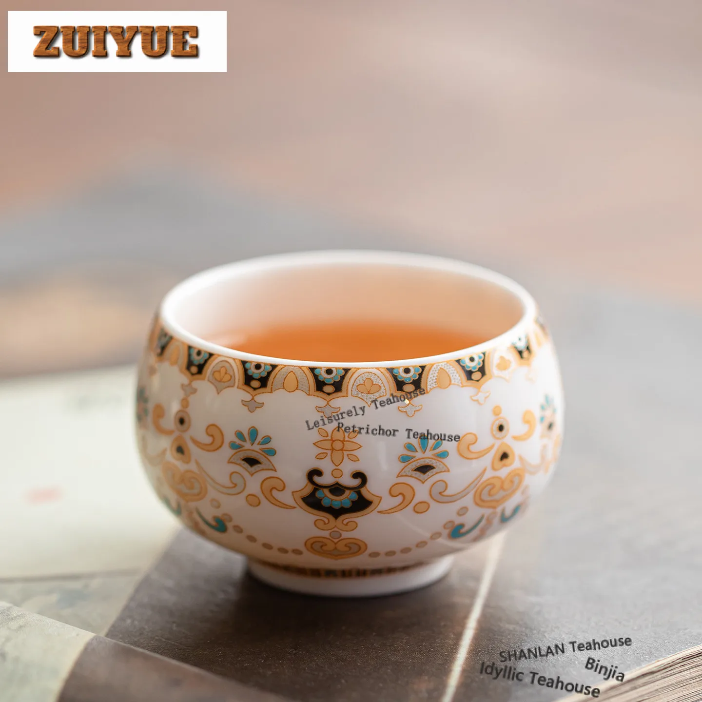 85ml Mutton Fat Jade Thangka Dunhuang Teacup Luxury Tea Bowl Cute Cup Tea-tasting Personal Cup Chazhan Master Cups Tea Services