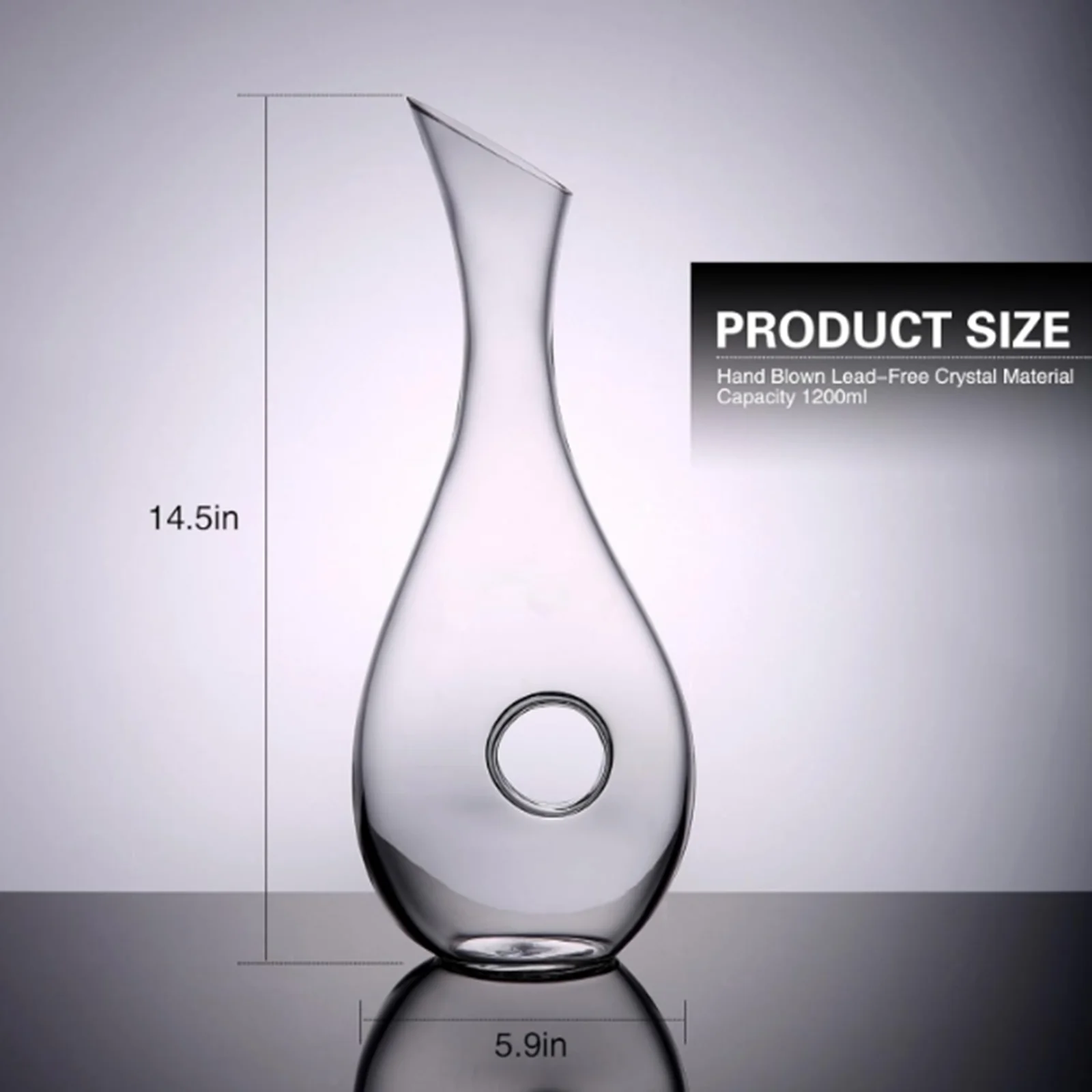 1.2 litre lead-free premium crystal glass red wine decanter, snail shaped wine bottle design, clear glass decanter wine accessor