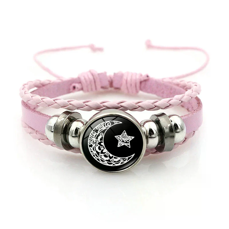 2 قطعة أساور زوجين مضيئة الشمس القمر قابل للتعديل الأسود مضفر سوار الصداقة موضة رومانسية مجوهرات هدايا عيد الميلاد #4