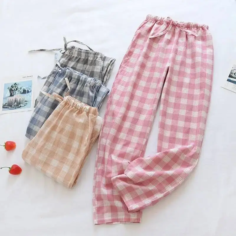 

Cotton Pama For Men Women Loose And Thin Summer Oversized Homewear Casual Plaid Design Home Pyjama Pants