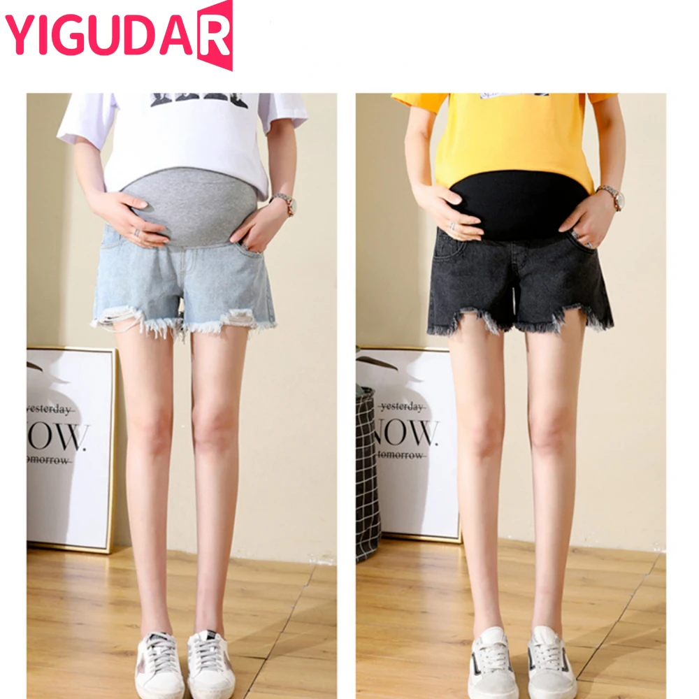 

New pregnant women summer clothes ripped jeans shorts summer pregnancy photoshoot jeans loose shorts 2023 mommy maternity pants