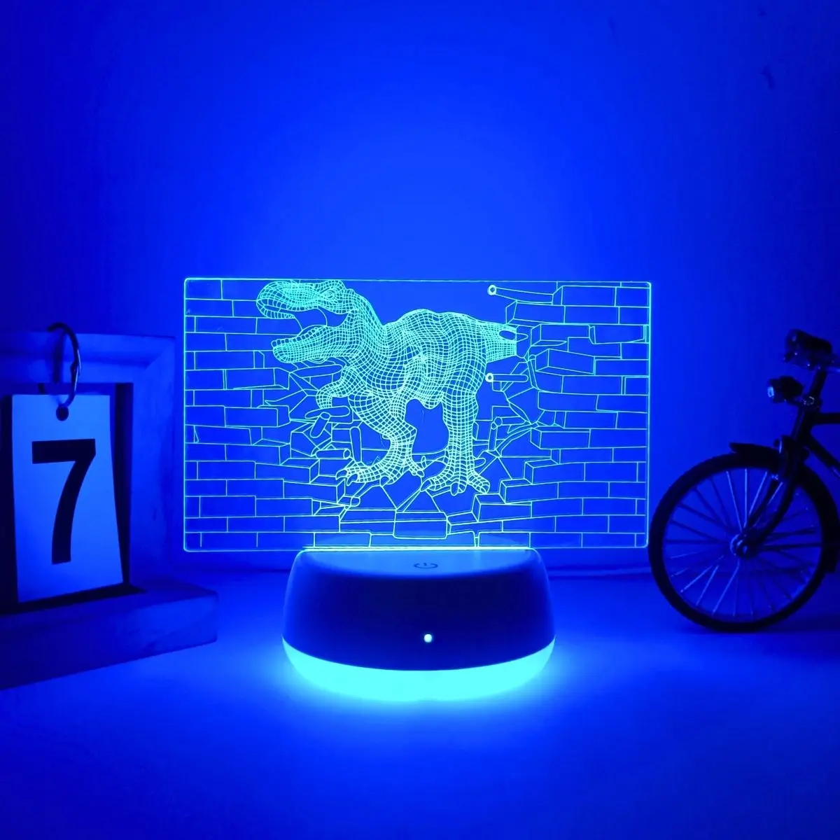 1pc dinosaur themed colorful 3D night light, USB powered, suitable for decorating various scenes, touch light color change.