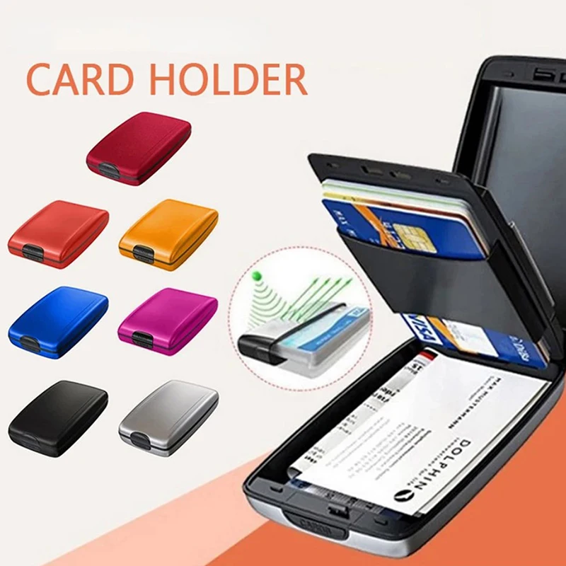 Card Case Unisex Wallet Protection Holder Business-Card New Metal Credit Blocking 1PC Anti-Scan Hard Case Wallet Solid Color