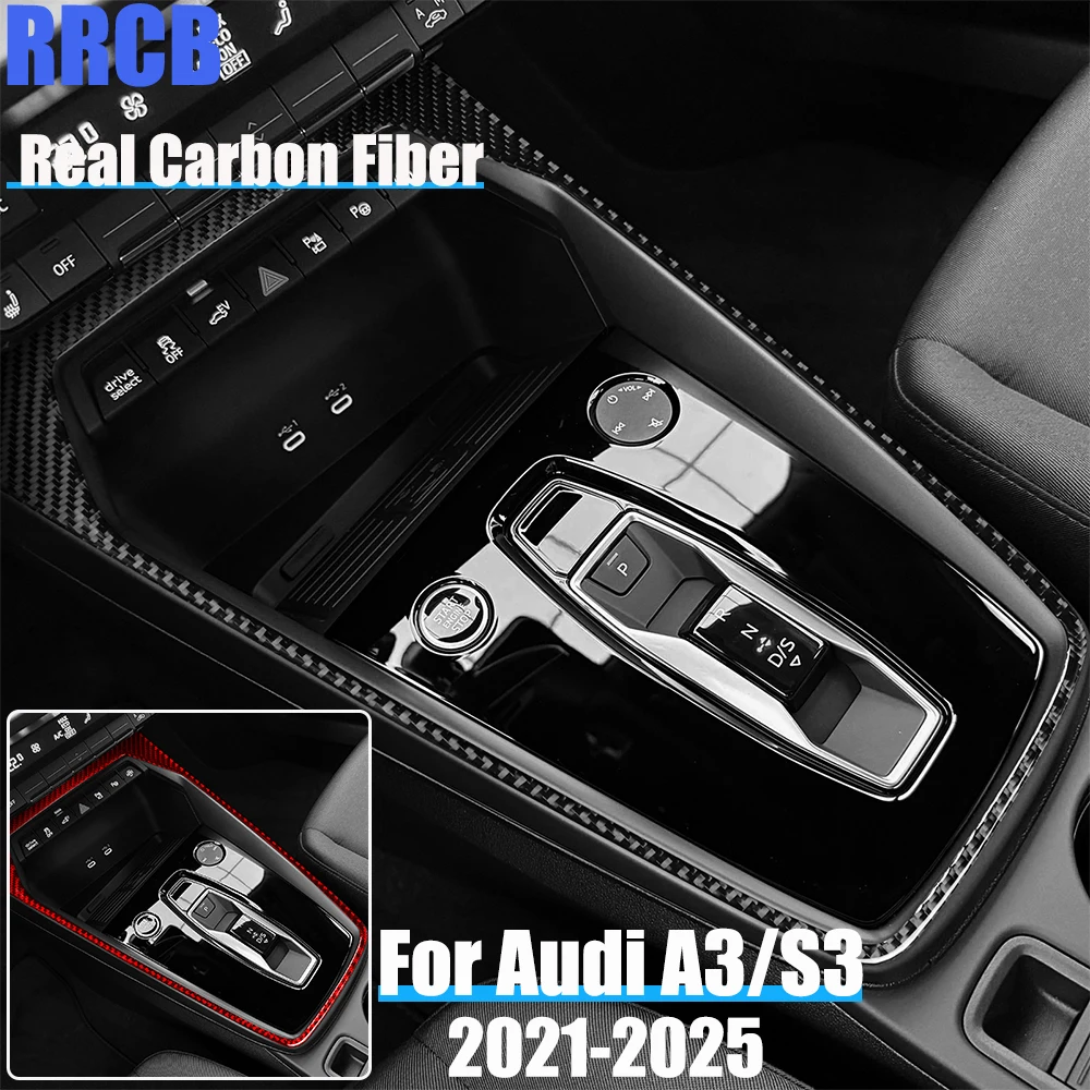 

Автомобильные аксессуары из настоящего углеродного волокна, декоративная накладка на рамку переключения передач, мягкая наклейка на чехол для Audi A3 S3 8Y 2021 2022 2023 2024 2025