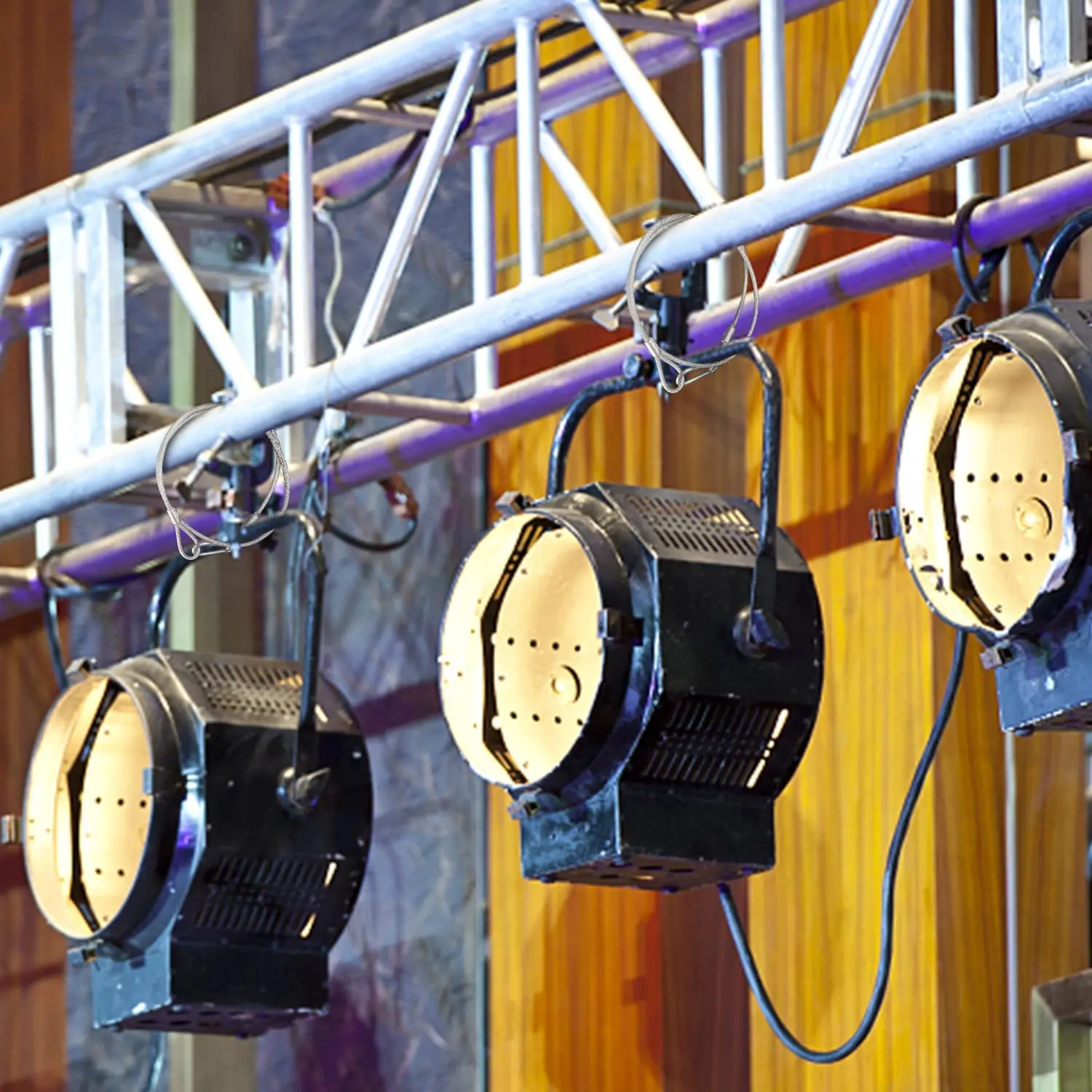 10pcs Stage Light Cable With Locking Buckle For Flat Light Rope Mobile Headlamp Steel Wire Tow Rope 2/3mm Stainless Steel Cable