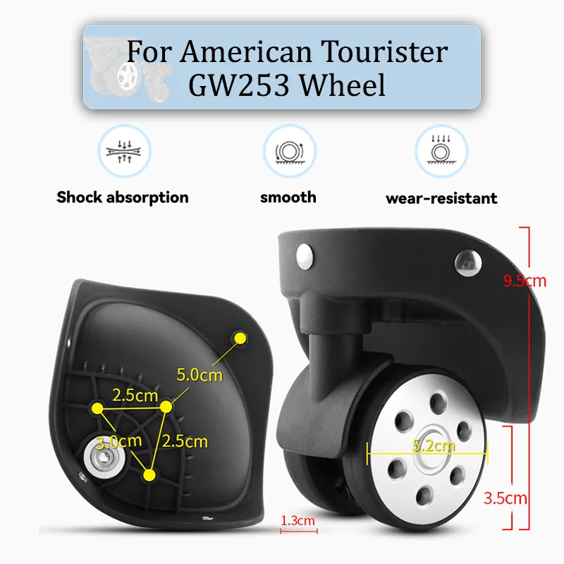 

For American Tourister GW253 Universal Wheel Replacement Suitcase Rotating Smooth Silent Shock Absorbing Wheel Accessories Wheel