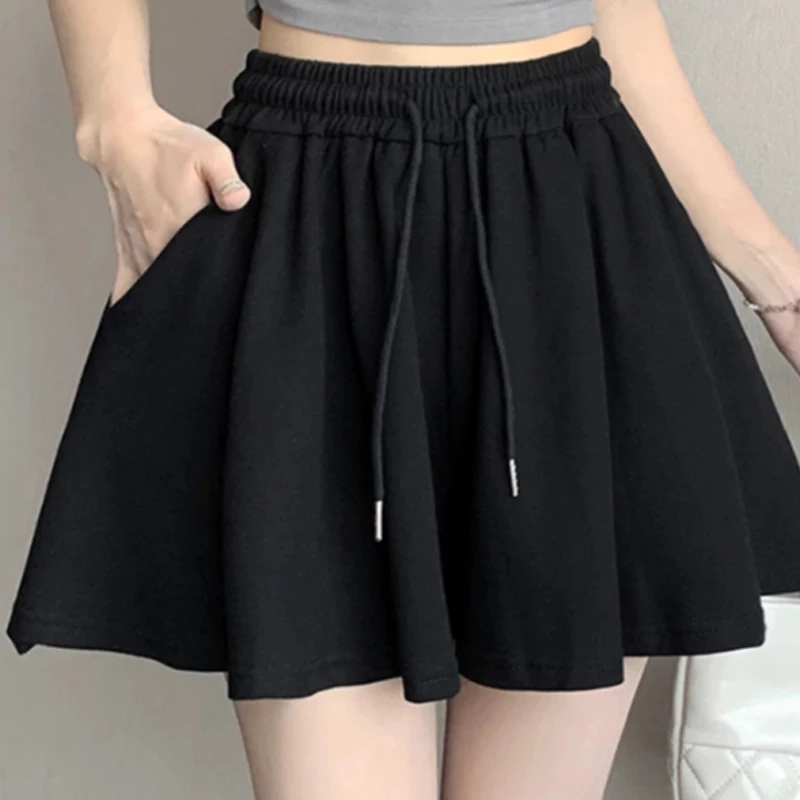 

Fashion Korean Version High Waist Casual Wide Leg Sweatsuit Skirt For Women