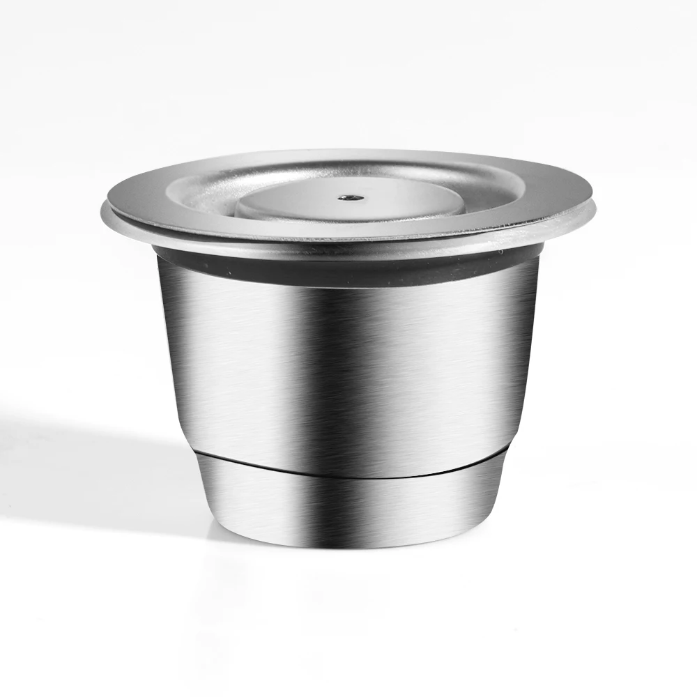 Wiederverwendbare Kaffeekapsel für Nespresso Espresso Crema Cups, nachfüllbare Kaffeepads aus Edelstahl, Filter mit Tamper-Dosierring – Detail 5