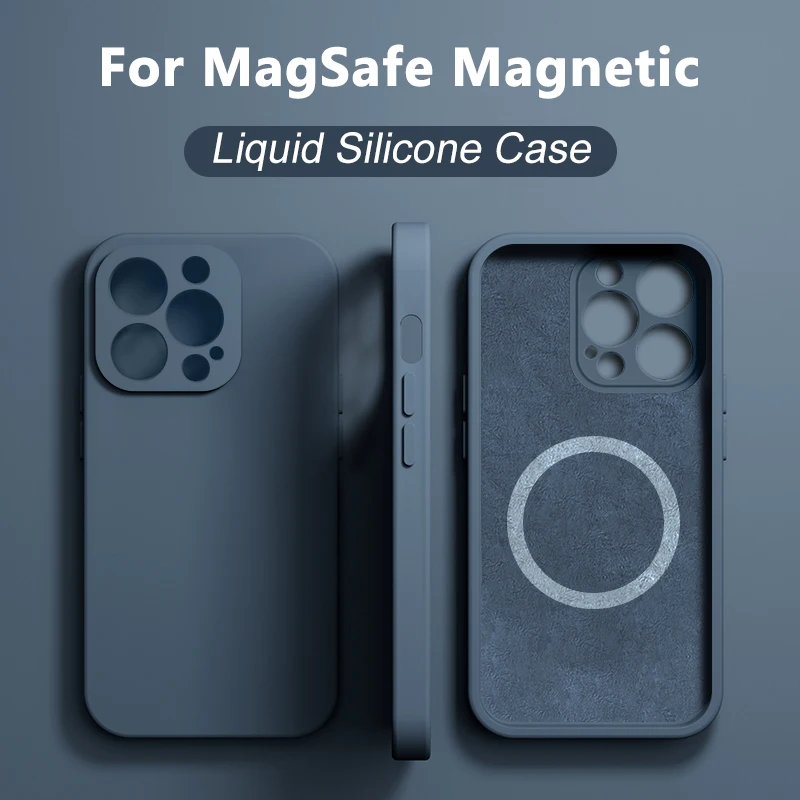 Original Liquid Silicone Case For iPhone 14 12 11 13 Pro Max Mini XS XR X 8 Plus SE For Magsafe Wireless Charging Magnetic Cases