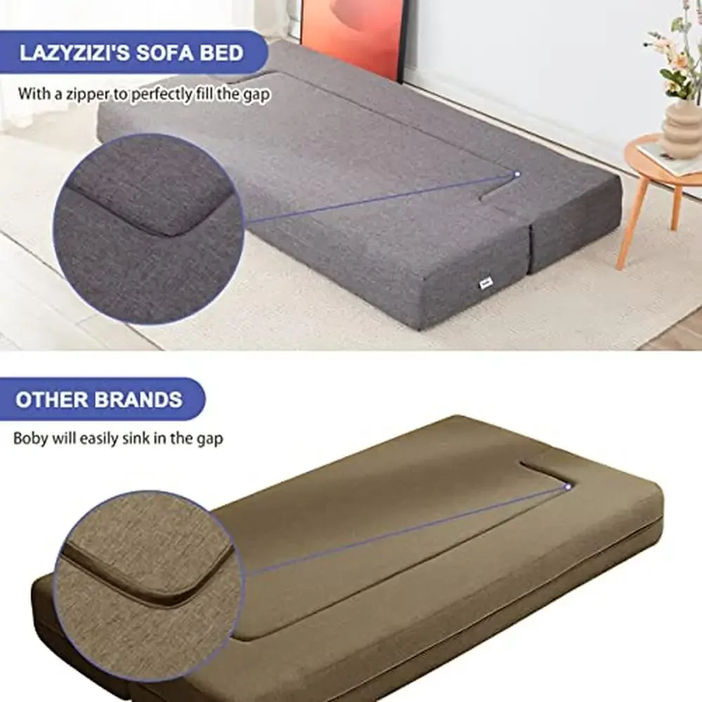 Fold Out Floor Sofa Bed with 2 Pillows & Washable Cover Sleeper Couch Mattress Living Room Guest High-Quality Material & Extra