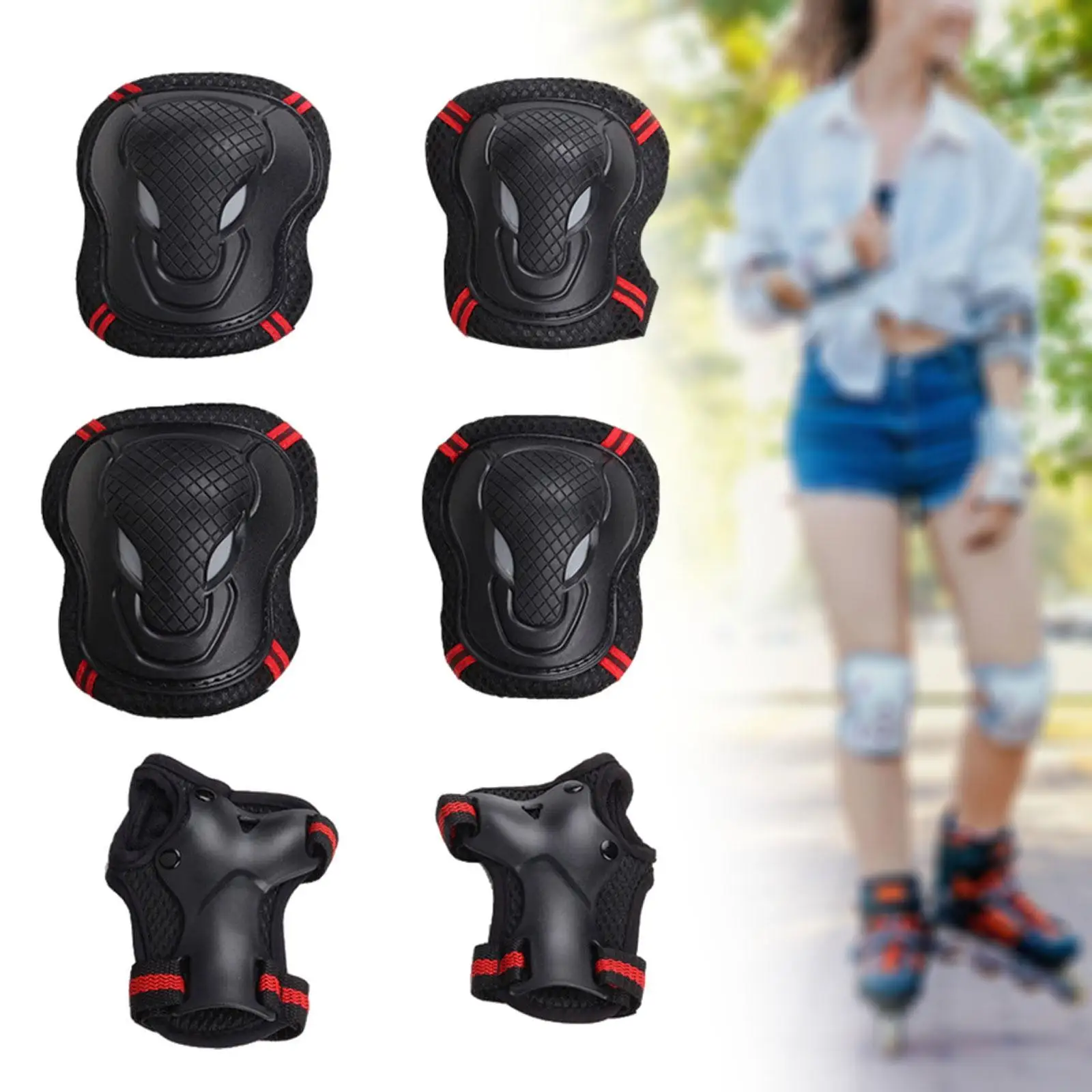 Stylish Skateboarding Protective Gear Lightweight Set with Knee Elbow Hand Pads for Kids Adults Cycling Outdoor Activities