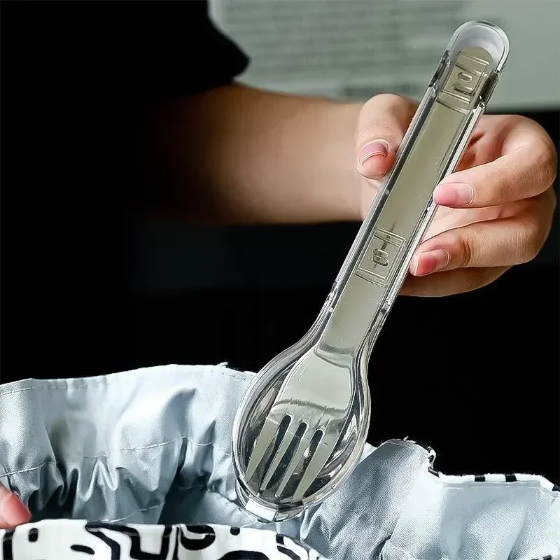 Stainless Steel Tableware Storage Box, Chopsticks, Spoon Sets, Portable, Primary School, Household, Outdoor, 3 Pcs