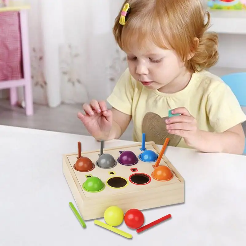 Color Sorting Balls Preschool Kindergarten Learning Activities Kids Wooden Matching Game Learning Color Sorting Toy Matching