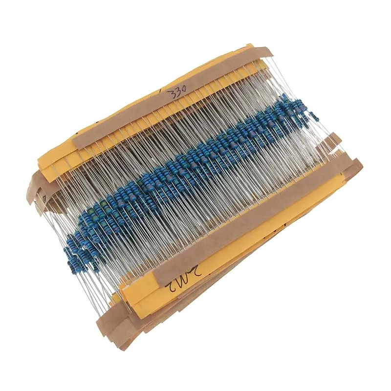

1000pcs 1/4W 1R~22M 1% Metal film resistor 100R 220R 1K 1.5K 2.2K 4.7K 10K 22K 47K 100K 100 220 1K5 2K2 4K7 ohm resistance