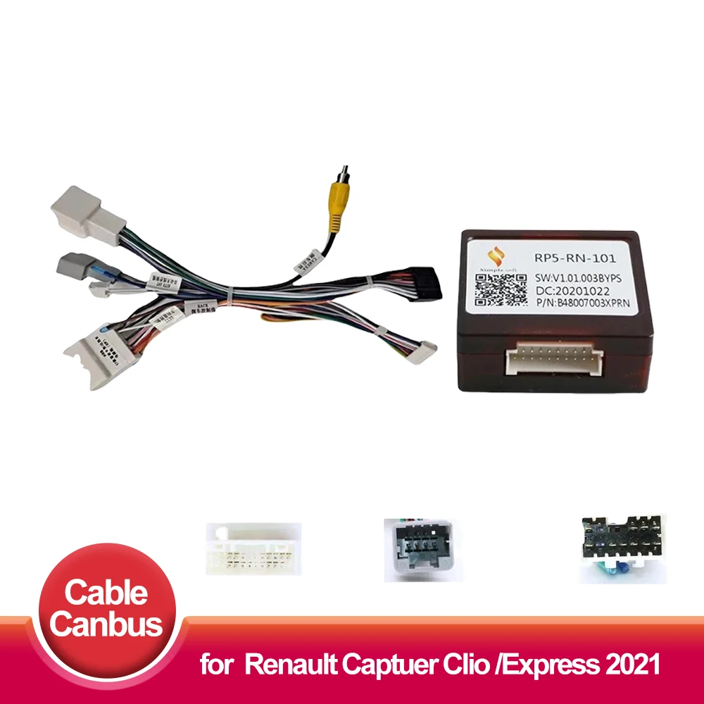 16-контактный адаптер Canbus Box RP5-RN-101 для Renault Captuer Clio/Express 2021 с жгутом проводов, кабелем Android, автомобильным радиоприемником