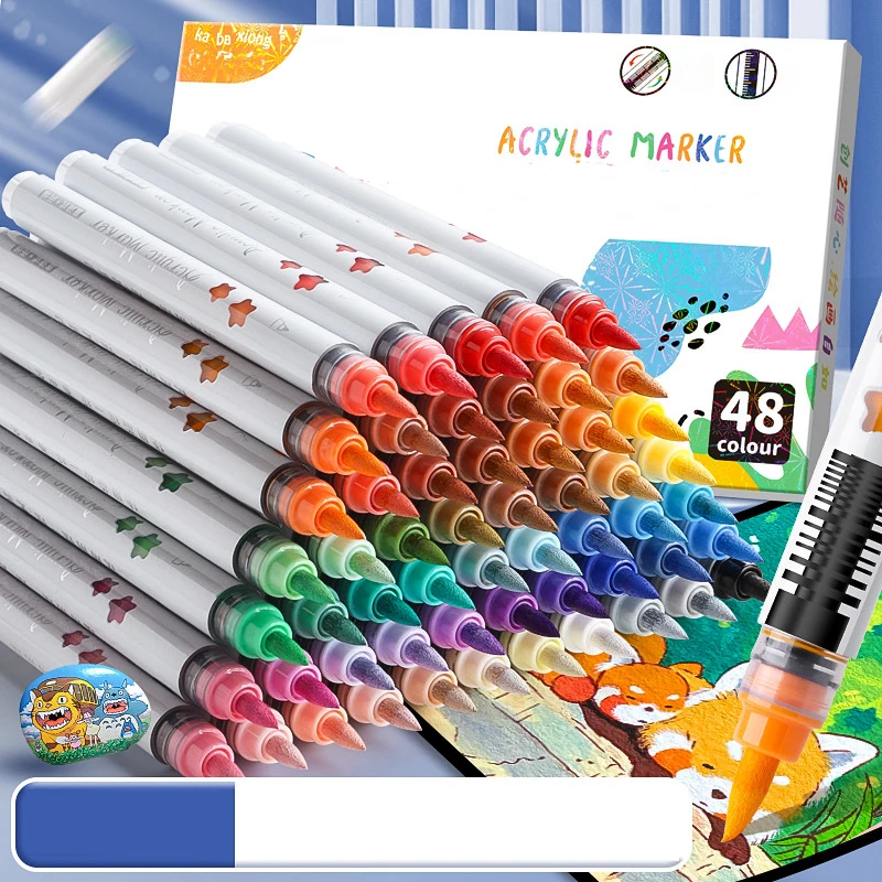 

12/24/36/48 Цветная акриловая маркировочная ручка без давления — яркий, равномерный и гладкий наконечник для рисования, раскрашивания и проектирования