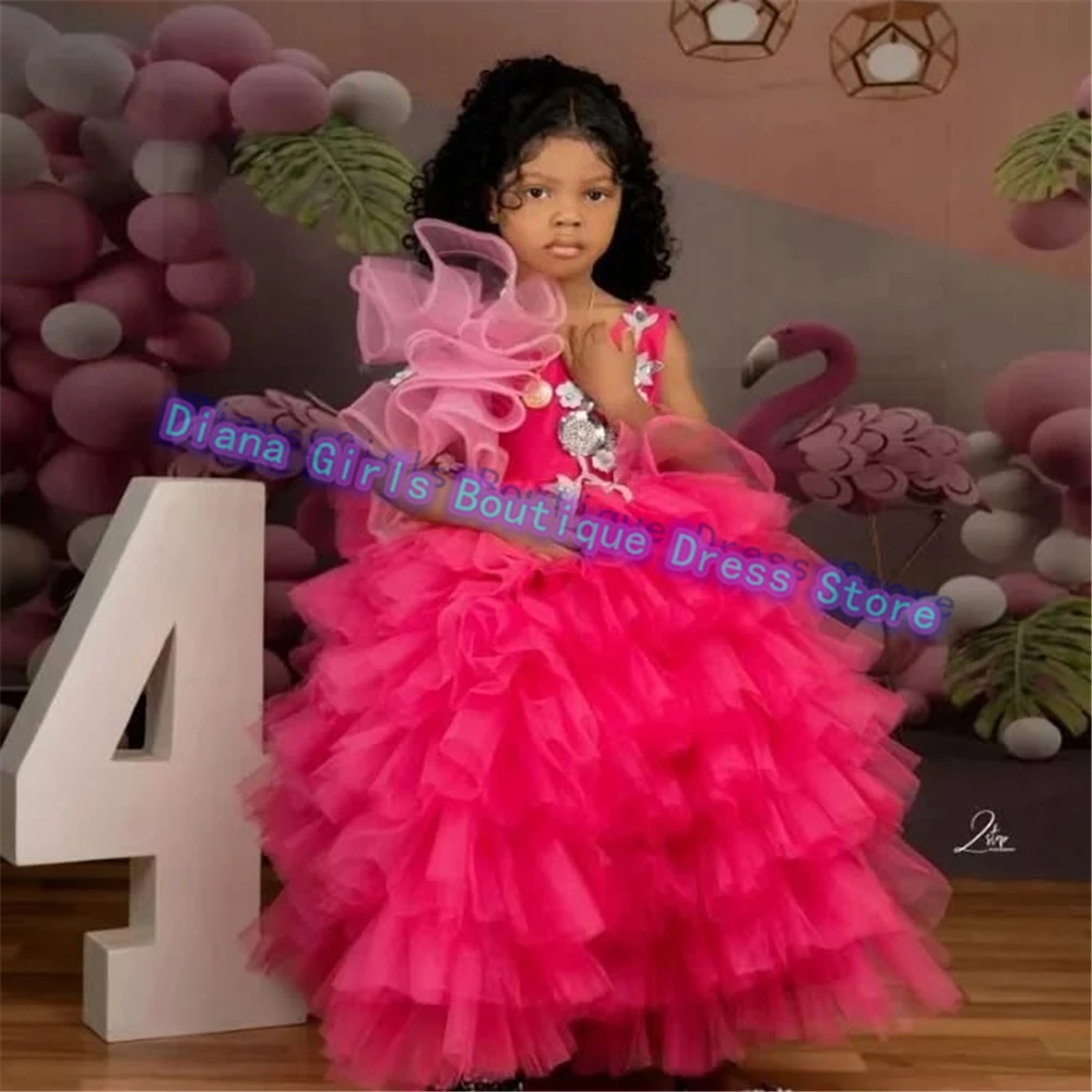 

Gorgeous Red Layering Layered Tulle Fluffy Flower Girl Dress for Little Baby Girl Wedding Birthday Party Evening Ball Gowns