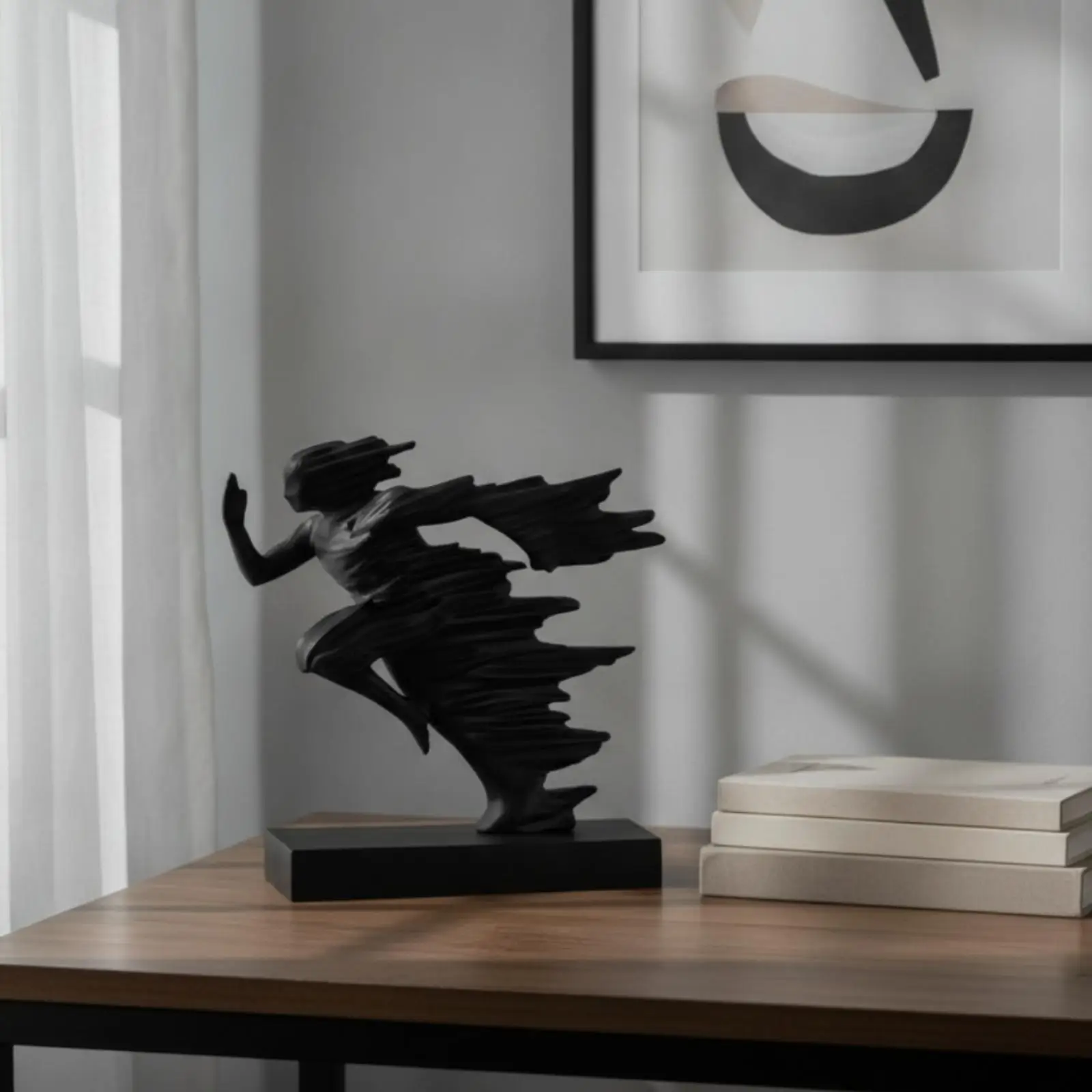 Figurine Smooth Modern Abstract Runner Sculpture for Cabinet, Desk