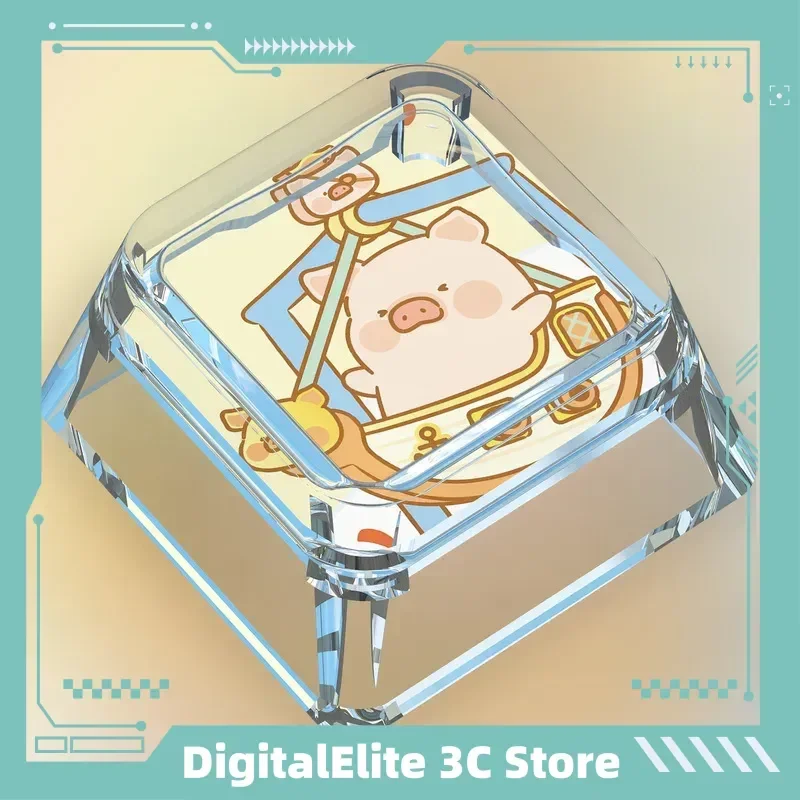 

LULU Pig Keycap Single Cartoon Cute Cross Axis Hot Swappable Mechanical Keyboard Square Transparent Keycap Computer Peripheral