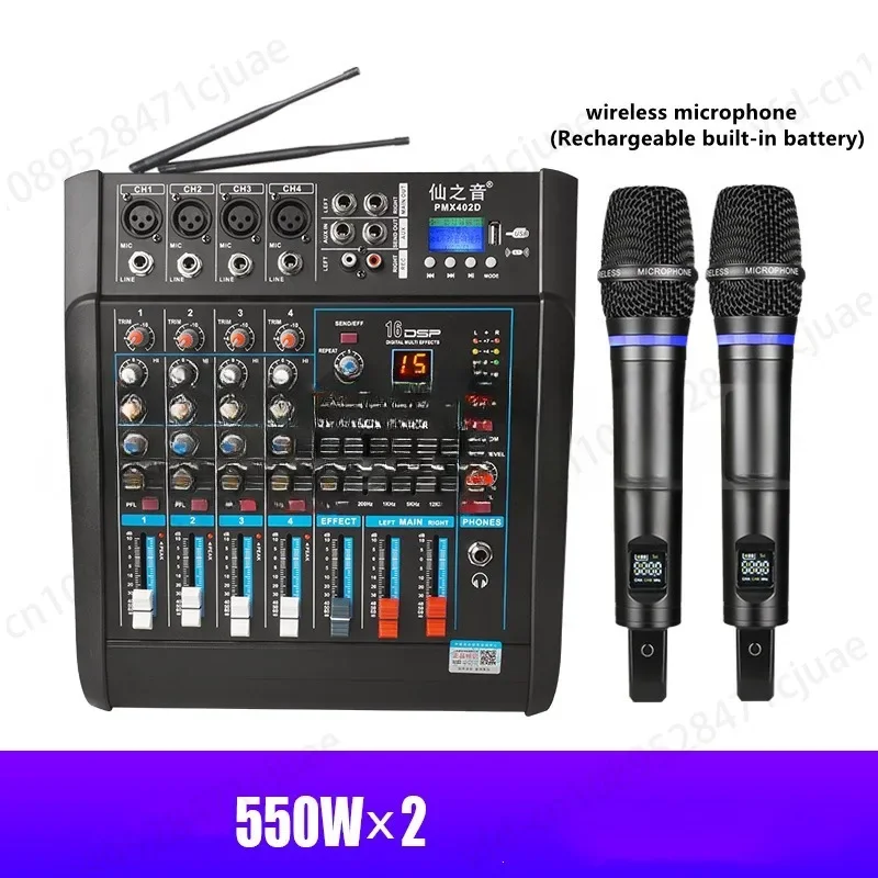 PMX-402D Mixer  Power Amplifierin-one Wireless Microphonehowling Bluetooth Digital Reverb KTV Professional