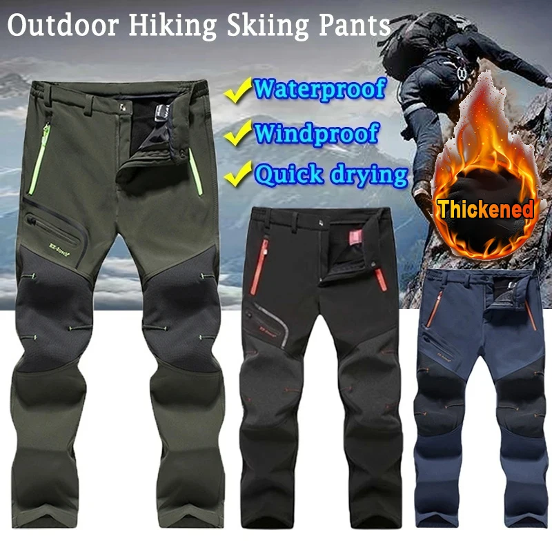 

Men Oversized Winter Softshell Winter Outdoor Pants Trekking Fishing Camping Climbing Hiking Skiing Warm Travel Trousers L-5XL