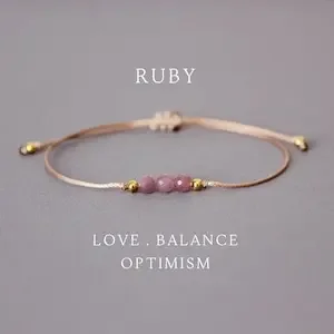 Ruby Simple Crystal July Birthstone Bracelet Natural Stone Bracelet Cancer Zodiac Gift