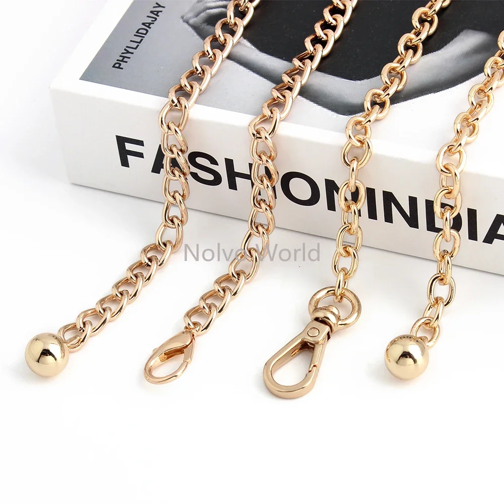 7mm Wide,Gold 120cm DIY Metal Purse Chain Strap Handle For Women Crossbody Bag Belt With Length Adjustable Ball Accessories