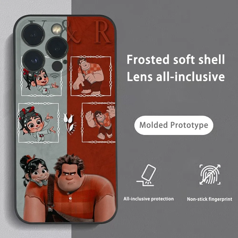 

Wreck-It Ralph Cartoon Phone Case For iPhone 15 14 13 12 11 Pro Xs Max Mini XR X 78 Plus Black Frosted Soft Shell Funda