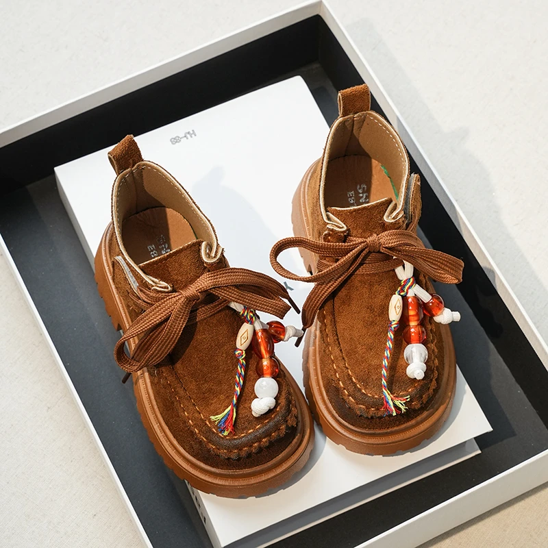 

2025 Children Casual Short Boots for Girls Autumn Winter New Fashion Korean Style Soft Bottom Anti-slippery Versatile Retro Shoe
