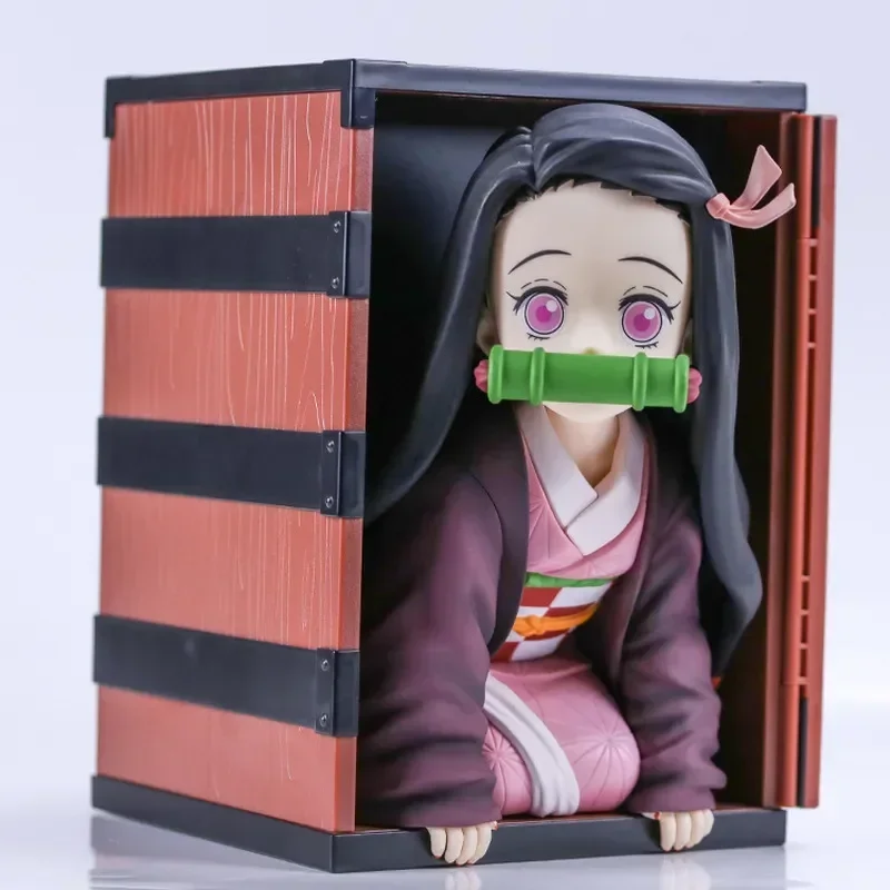 New 22cm Anime New Anime Demon Slayer Figre Kamado Nezuko Kimetsu No Yaiba Popcorn Bucket Pvc Collection Decor Action Model Chri