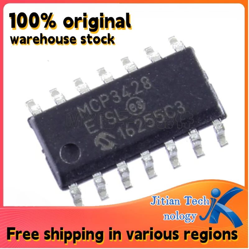 100% original inventory 1PCS MCP3428-E/SL MCP3428 SOP-14 Analog-to-digital converter chip Channel direct sales