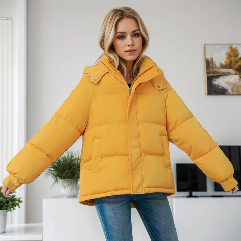 Premium Pink Small down Cotton Jacket Women's Winter New Style Thick Outerwear Korean Version Loose Fit Long Sleeve Zipper