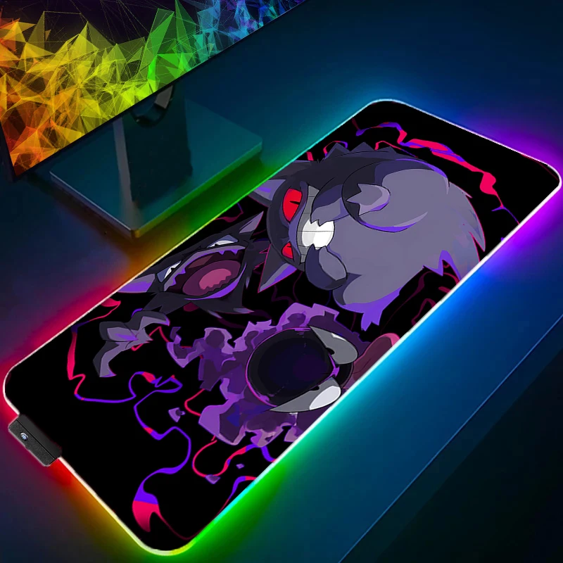 LED Light Mouse Pad Desk Mat G-gengar P-pokemon Rayquaza Computer Mousepad Backlight Keyboard mat Gaming Mouse Pad RGB Carpet