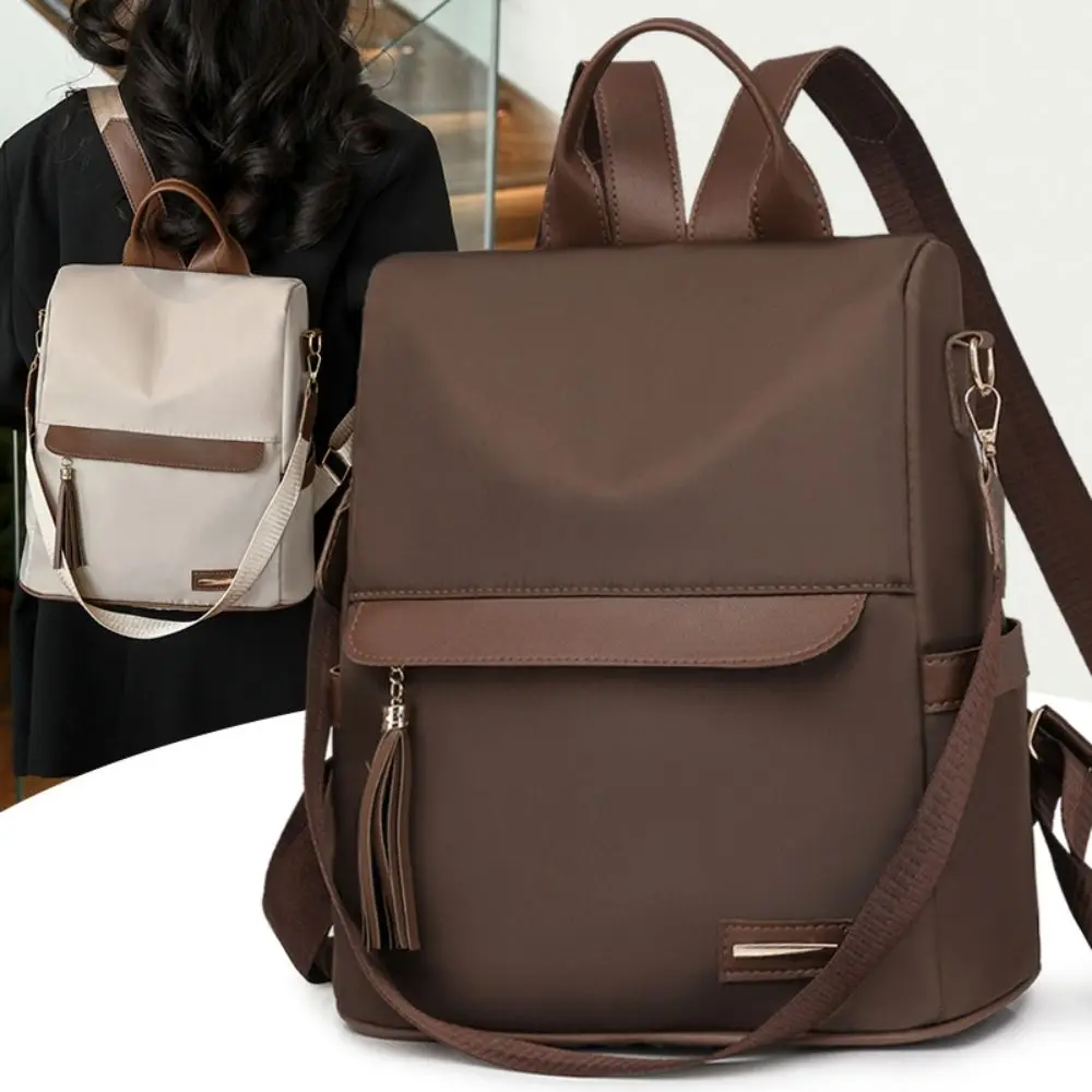 حقيبة ظهر محمولة ذات سعة كبيرة للسفر مضادة للسرقة ومتعددة الجيوب حقيبة ظهر عصرية كاجوال من قماش أكسفورد للنساء #4