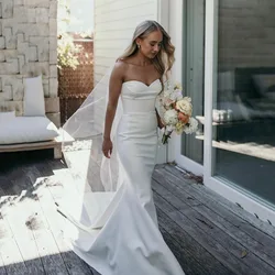 Civil Wedding Dress Sweetheart Sleeveless Mermaid Bridal Gowns Wedding Ceremony Court Train Brides Dress Customized
